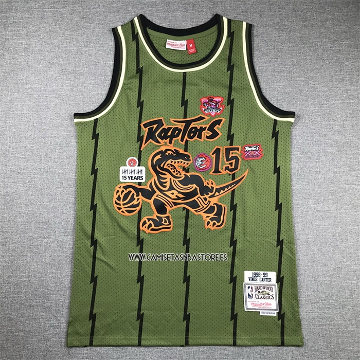 Vince Carter NO 15 Camiseta Toronto Raptors Mitchell & Ness 1998-99 Verde